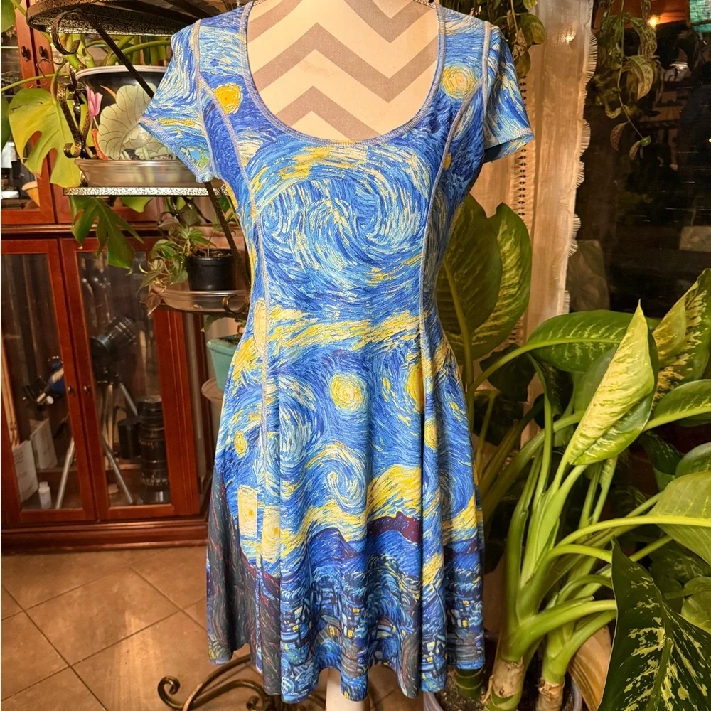 Blackmilk Van Gogh Starry Night vs. Almond Blossoms Inside-Out Dress - Picture 3 of 9